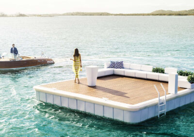 Dock-plateau flottant en bois et aluminium