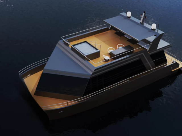 Solstice House Yacht Powered Catamaran Vue Dessus Pont